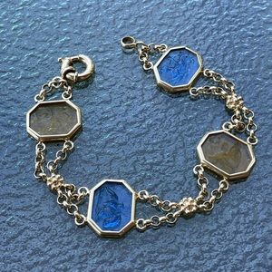 Superb Tagliamonte 18k Yellow Gold Glass Intaglio Panel Bracelet